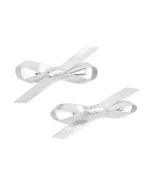 VIS（ビス）の「【2個SET】メタリックリボンへアピン（ヘアピン・レディース・ブラック/シルバー・F）」の21枚目の写真