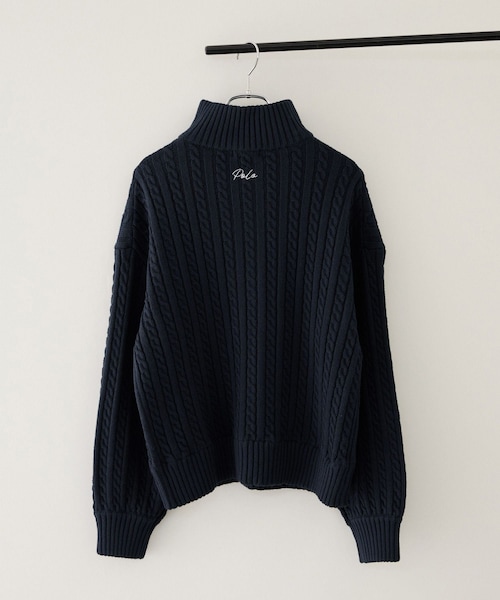 VIS(ビス)の「【POLO BCS】VIS別注ハーフジップケーブルニット(ニット/セーター・レディース・キナリ/ネイビー・F)」の4枚目の写真