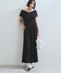 VIS | シャーリングオフショルダーオールインワン(つなぎ/オールインワン)