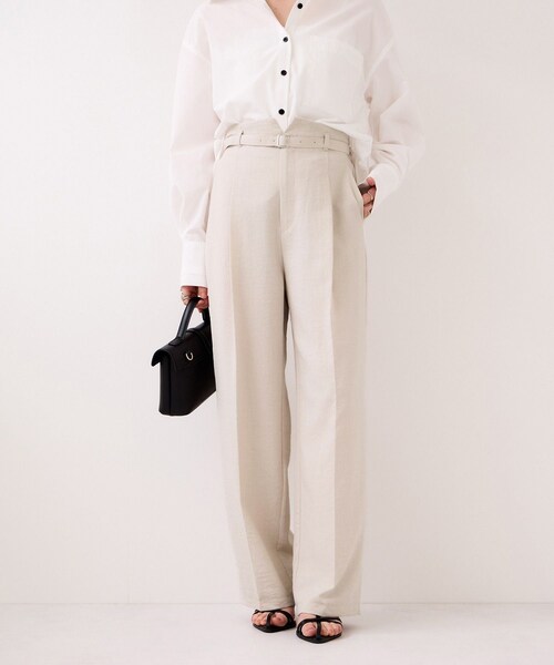 VIS（ビス）の「【WEB限定】美easyリネンライクベルテッドストレートパンツ/イージーケア・接触冷感（その他パンツ・レディース・ブラック/グレー/キナリ/ピンク・L/M/S/SS）」の7枚目の写真