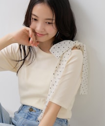 VIS | 肩リボンTシャツ(Tシャツ/カットソー)