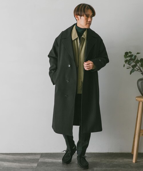 URBAN RESEARCH DOORS(アーバンリサーチドアーズ)の「JAPAN FABRICオーバーチェスターコート(チェスターコート・メンズ・GREEN/GREIGE/BROWN/D.NAVY/BLACK・M/L/XL)」の17枚目の写真