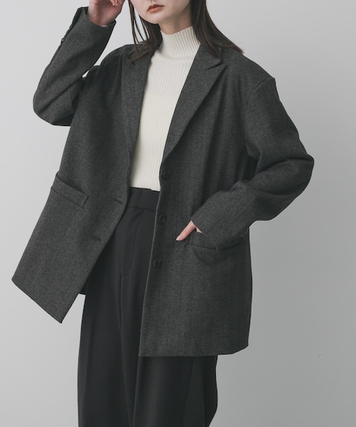 SENSE OF PLACE by URBAN RESEARCH（センスオブプレイスバイアーバンリサーチ）の「ジャージーメルトンテーラード（テーラードジャケット・レディース・BLK×WHT/BRN×BLK・One）」の3枚目の写真