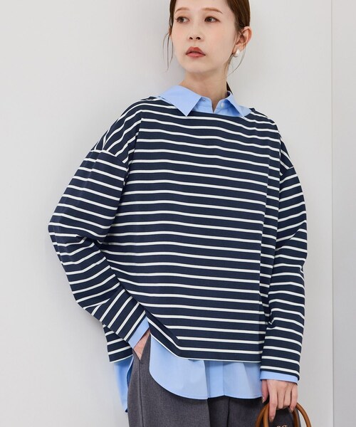 ROPE' PICNIC（ロペピクニック）の「ボックスシルエットボーダーカットソー（Tシャツ/カットソー・レディース・ブラック系/ブラウン/ネイビー系・F）」の21枚目の写真