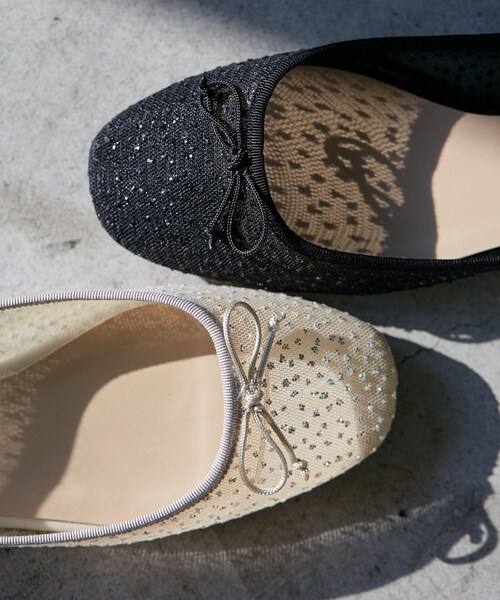 ROPE' PICNIC(ロペピクニック)の「【AIRina/エアリーナ】軽くてやわらかいシアーグリッターバレエシューズ(バレエシューズ・レディース・ブラック/キナリ・L/M/S)」の10枚目の写真