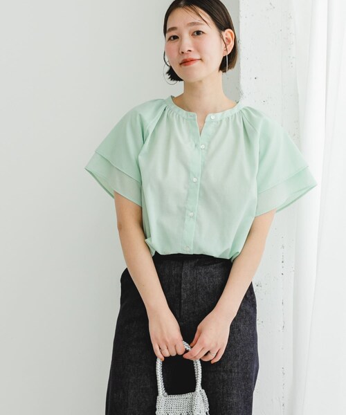 URBAN RESEARCH ROSSO（アーバンリサーチロッソ）の「リンネル8月号掲載『UR TECH』F by ROSSO　フレアスリーブブラウス（シャツ/ブラウス・レディース・NAVY/GRAY/MINT/BLUE ST/BROWN ST・FREE）」の20枚目の写真