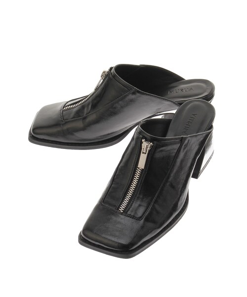 MURUA（ムルーア）の「スクエアポインテッドミュール（パンプス・レディース・ブラック/グリーン・23.5/24.5）」の3枚目の写真