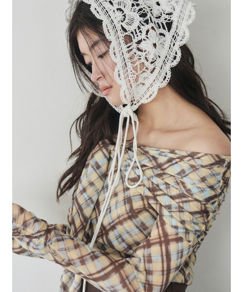 LAGUNAMOON（ラグナムーン）の「オフショルチュールタイブラウス（Tシャツ/カットソー・レディース・アイボリー・F）」の15枚目の写真