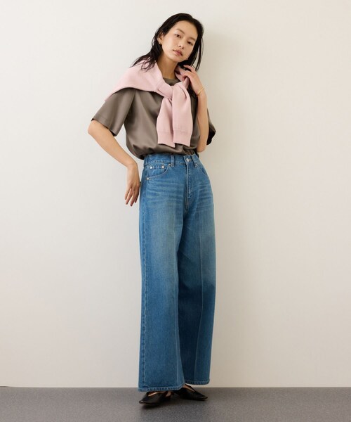 ROPE'（ロペ）の「ドレープサテンティーブラウス/セットアップ対応・イージーケア（シャツ/ブラウス・レディース・ブラック/キャメル系/ベージュ・F）」の19枚目の写真