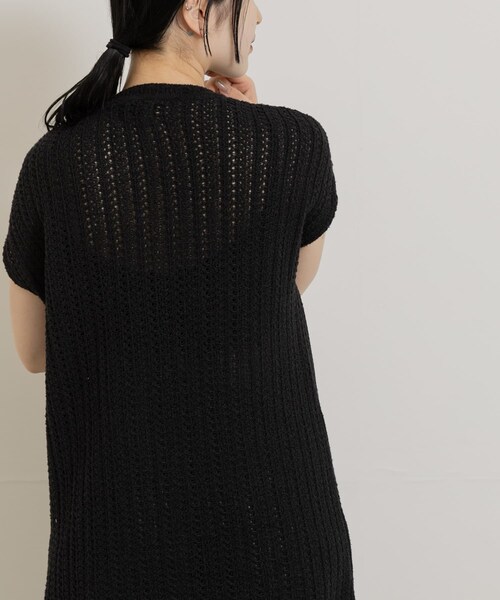 THE GOODLAND MARKET（ザグッドランドマーケット）の「米富繊維　SHADOW STRIPE KNIT ONE-PIECE（ワンピース・レディース・64BLACK/01MONO・FREE）」の5枚目の写真