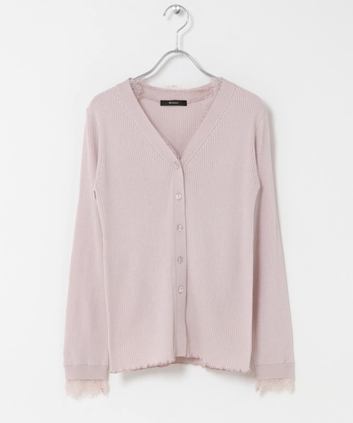 URBAN RESEARCH ROSSO（アーバンリサーチロッソ）の「レーストリミングVネックリブニット（ニット/セーター・レディース・IVORY/BLACK/GRAY/LIGHTPINK・Free）」の4枚目の写真
