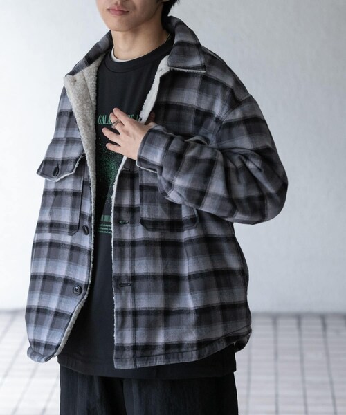 SENSE OF PLACE by URBAN RESEARCH(センスオブプレイスバイアーバンリサーチ)の「オンブレーチェックボアジャケット(テーラードジャケット・メンズ・BLACK/BROWN・M/L)」の5枚目の写真