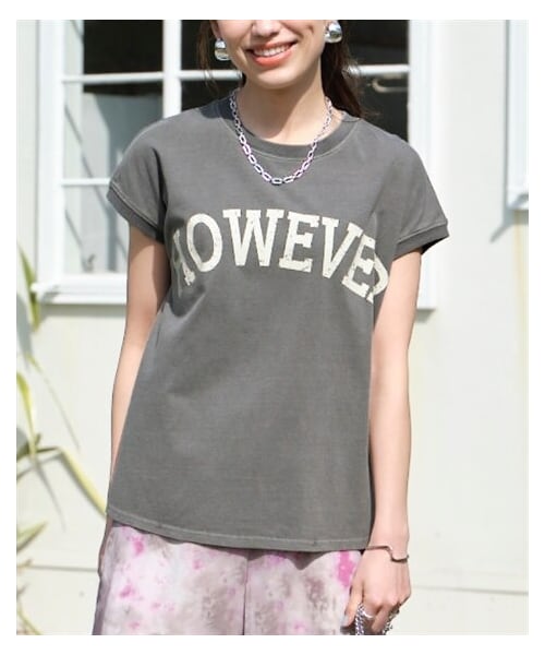 nissen（ニッセン）の「大きいサイズ 綿１００％ピグメント加工ロゴTシャツ（Tシャツ/カットソー・レディース・オフホワイト/セピアグレー/ブルーグレー・L/LL/3L/4L/5L/6L/8L/10L）」の3枚目の写真