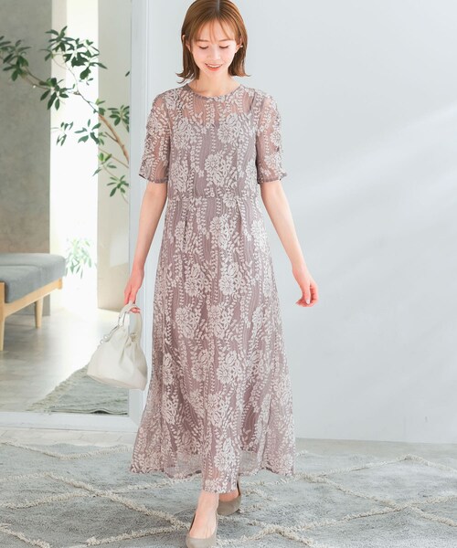 URBAN RESEARCH ROSSO（アーバンリサーチロッソ）の「kaene　配色レースエプロンドレス（ワンピース・レディース・pink beige/navy/purple・36/38）」の12枚目の写真