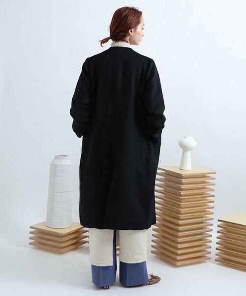 SENSE OF PLACE by URBAN RESEARCH（センスオブプレイスバイアーバンリサーチ）の「ウールビーバーノーカラーコート（ノーカラージャケット・レディース・L.KHAKI/L.GRAY/PURPLE/MOCHA/BLACK・FREE）」の8枚目の写真