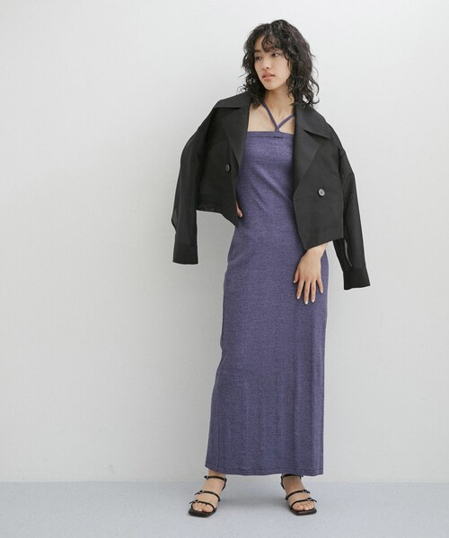 ADAM ET ROPE'(アダムエロペ)の「【Miller for ADAM ET ROPE'】Cup付 Camisole One-piece(ワンピース・レディース・ブラック/ベージュ/パープル系・F)」の17枚目の写真