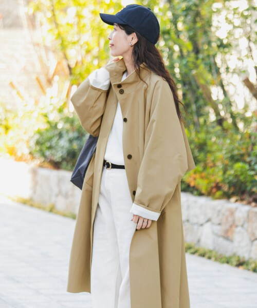 URBAN RESEARCH DOORS（アーバンリサーチドアーズ）の「『撥水』BACKヨークスタンドカラーコート（テーラードジャケット・レディース・L.BEIGE/BEIGE・Free）」の21枚目の写真