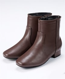 nissen | 【ゆったり幅広】ローヒールショートブーツ（低反発中敷）（ワイズ４Ｅ）(ブーツ)