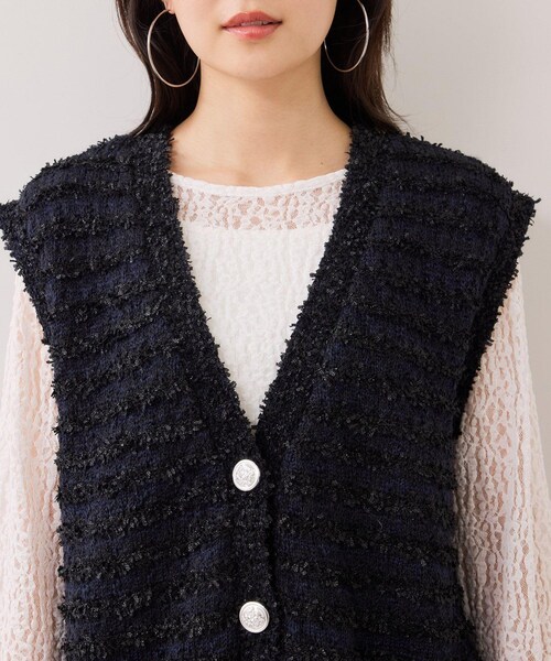VIS(ビス)の「ツイードニットベスト/イージーケア(ベスト・レディース・キナリ系/ネイビー系・F)」の20枚目の写真