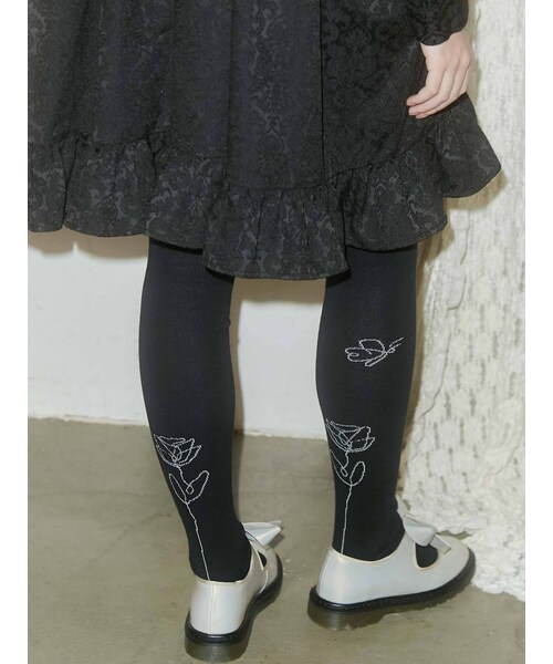 merry jenny（メリージェニー）の「咲いたタイツ（ソックス/靴下・レディース・ブラック/ベージュ・F）」の5枚目の写真