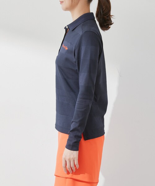 ROPE'（ロペ）の「【UV】【吸水速乾】クールマックスリンクス長袖ポロ（ポロシャツ・レディース・ホワイト/ネイビー・L/M/S）」の19枚目の写真