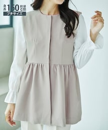 Petitjo | 小さいサイズ　ダブルクロスペプラムベスト　低身長さん・小柄女性(ベスト)