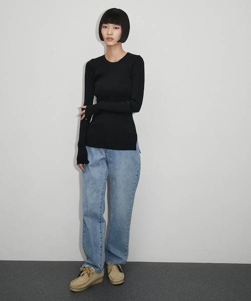 AURALEE / オーラリー | 2023AW | GIZA HIGH GAUGE RIB KNIT PULLOVER / リブ ニット | 1 | ブラック | レディース AURALEE（オーラリー） AURALEE GIZA HIGH GAUGE RIB KNIT PULLOVER
