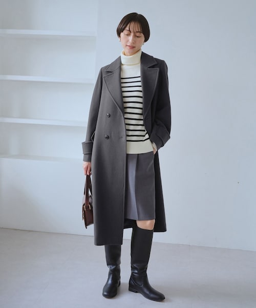 ROPE' PICNIC（ロペピクニック）の「JAPAN FABRIC ダブルチェスターコート/一部WEB限定カラー（チェスターコート・レディース・ブラック/グレー/グレー系/ベージュ系・F）」の12枚目の写真