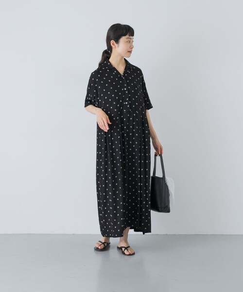 かぐれ（カグレ）の「『2サイズ展開』レーヨンモノトーンプリントワンピース（ワンピース・レディース・BLACK・0/1）」の7枚目の写真