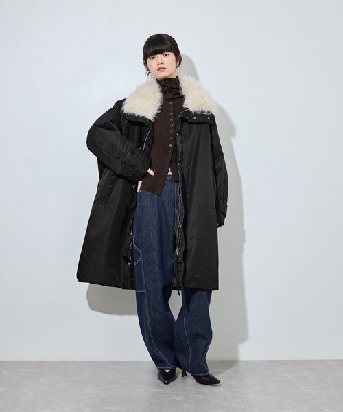 ADAM ET ROPE'(アダムエロペ)の「【upper hights for ADAM ET ROPE'】別注 THE U-BENCH COAT(ナイロンジャケット・レディース・ブラック/グレー・F)」の5枚目の写真