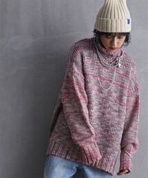 GEVS. | 大きいサイズ3色引き揃えミックスカラーニットプルオーバーGEVS.(ニット/セーター)