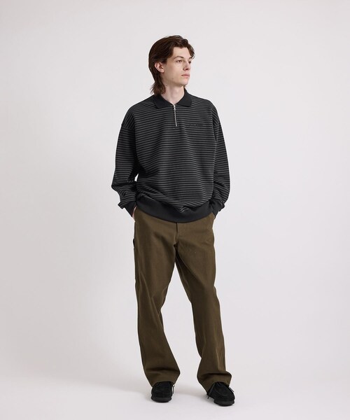 Saturdays NYC(サタデーズ ニューヨークシティ )の「Ryo Stripe Half Zip Polo Sweatshirt(スウェット・レディース・ブラック/ワイン・L/M/S/XL)」の22枚目の写真