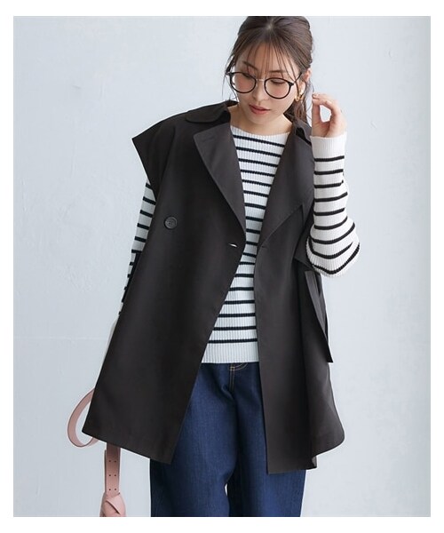 nissen（ニッセン）の「【Be praised】トレンチベスト（ジャケット/アウター・レディース・ベージュ/黒・S/M/L/LL）」の5枚目の写真