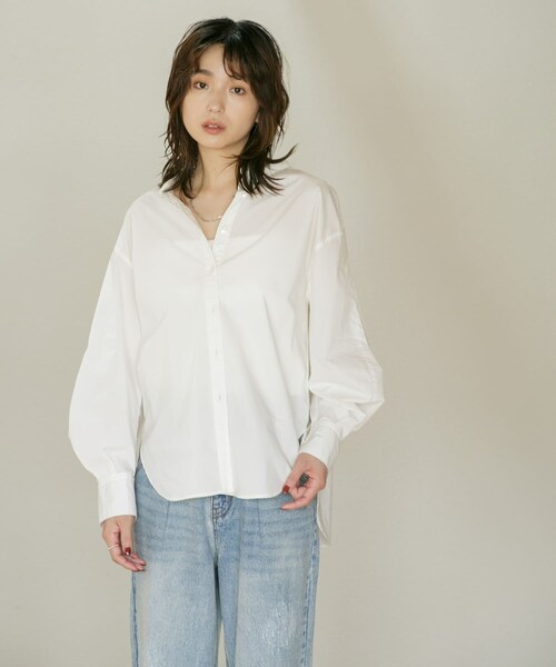 URBAN RESEARCH ROSSO（アーバンリサーチロッソ）の「YENN　PADDED COLLAR SHIRTS（シャツ/ブラウス・レディース・OWHITE/SAX・FREE）」の6枚目の写真