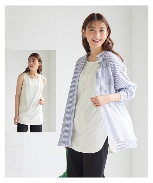 nissen（ニッセン）の「大きいサイズ フィッシュテールロング丈タンクトップ（キャミソール・レディース・オフホワイト/黒/杢グレー・L/LL/3L/4L/5L/6L/8L/10L）」の3枚目の写真