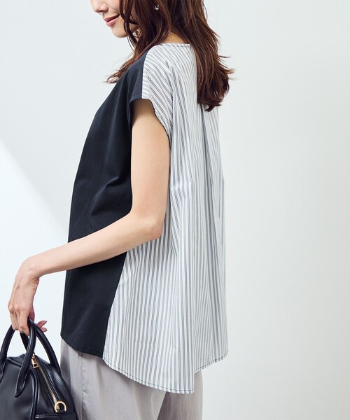 ROPE' PICNIC(ロペピクニック)の「ストライプドッキングフレンチスリーブプルオーバー(Tシャツ/カットソー・レディース・ホワイト系/ネイビー・38)」の22枚目の写真