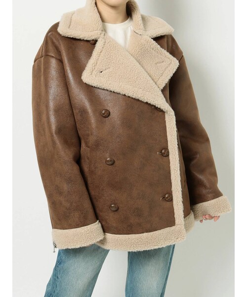 jouetie（ジュエティ）の「フェイクムートンPコート（ブルゾン・レディース・ブラウン/ブラック/ピンク/アイボリー・M）」の15枚目の写真