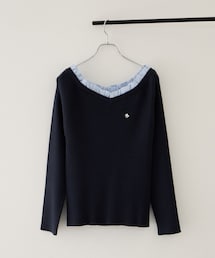 POLO BCS | 【POLO BCS】VIS別注フリルネックVネックリブニット(ニット/セーター)
