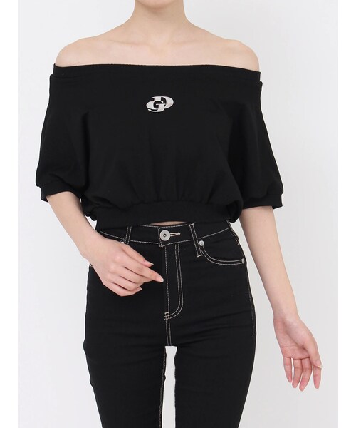 GYDA（ジェイダ）の「GDエンボスオフショルトップス（Tシャツ/カットソー・レディース・オフホワイト/ブラック/ピンク・F）」の3枚目の写真