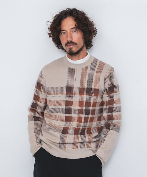 URBAN RESEARCH Sonny Label（アーバンリサーチサニーレーベル）の「OOPS　ビッグチェックニット（ニット/セーター・メンズ・BLACK/BEIGE/GREEN・M/L/XL）」の3枚目の写真