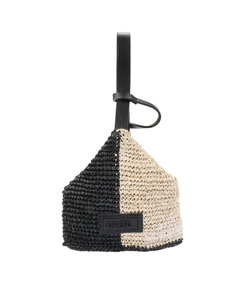 UN3D.（アンスリード）の「BICOLOR RAFFIA MINI BAG（ハンドバッグ・レディース・ブラック/オレンジ・F）」の2枚目の写真