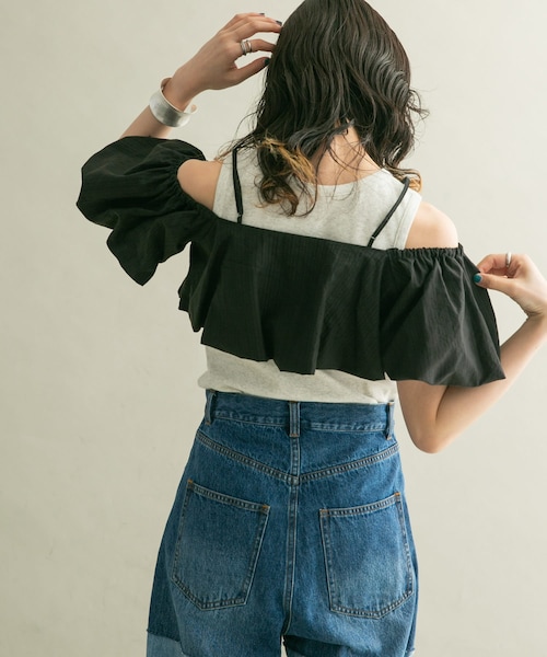 KBF（ケイビーエフ）の「2WAYパフスリーブビスチェ（その他トップス・レディース・GRAY/BEIGE/BLACK・one）」の11枚目の写真