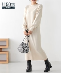 nissen | 小さいサイズ　スウェットライクニットワンピース　低身長さん・小柄女性(ワンピース)