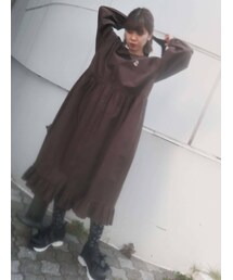 merry jenny | フリルカラーbear刺繍ワンピース(ワンピース)