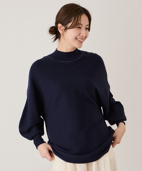 Jayro（ジャイロ）の「ボリュームスリーブチュニック（ニット/セーター・レディース・グレー/ホワイト系/ネイビー/ブルー系/ワイン・F）」の3枚目の写真