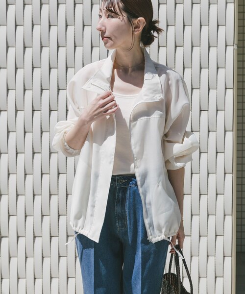 ITEMS URBANRESEARCH(アイテムズ アーバンリサーチ)の「シアースタンドブルゾン(ブルゾン・レディース・MILK/BLU/GRY・Free)」の6枚目の写真