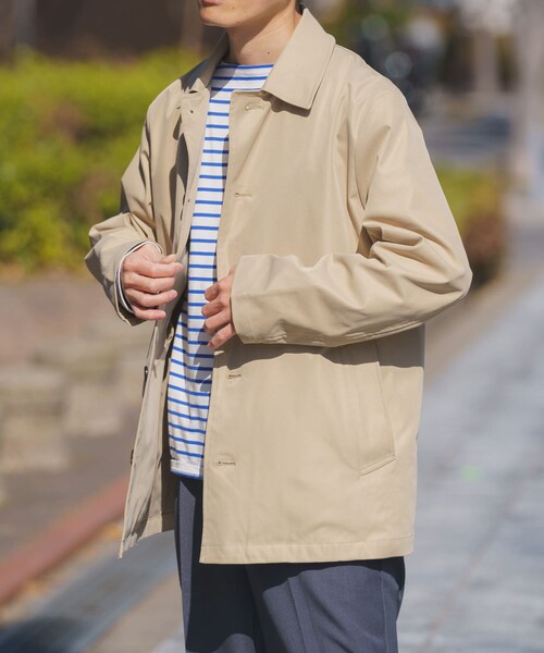ITEMS URBANRESEARCH(アイテムズ アーバンリサーチ)の「防花粉×UVカット ステンカラーコート(楽着シリーズ)(テーラードジャケット・メンズ・BLK/BEG/KHK・M/L)」の14枚目の写真