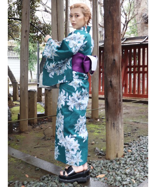 MURUA（ムルーア）の「MURUA浴衣SET【ぼかし百合】（浴衣・レディース・グリーン・F）」の4枚目の写真