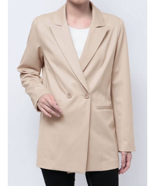 GYDA（ジェイダ）の「ダブルボタンテーラードジャケット【SETUP着用可】（テーラードジャケット・レディース・ブラック/ベージュ・F）」の5枚目の写真