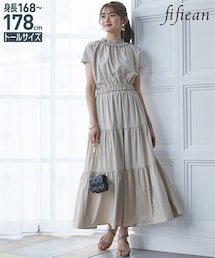 slattgir | 高身長　ティアードフレアワンピース（トールサイズ）fifiean(ワンピース)